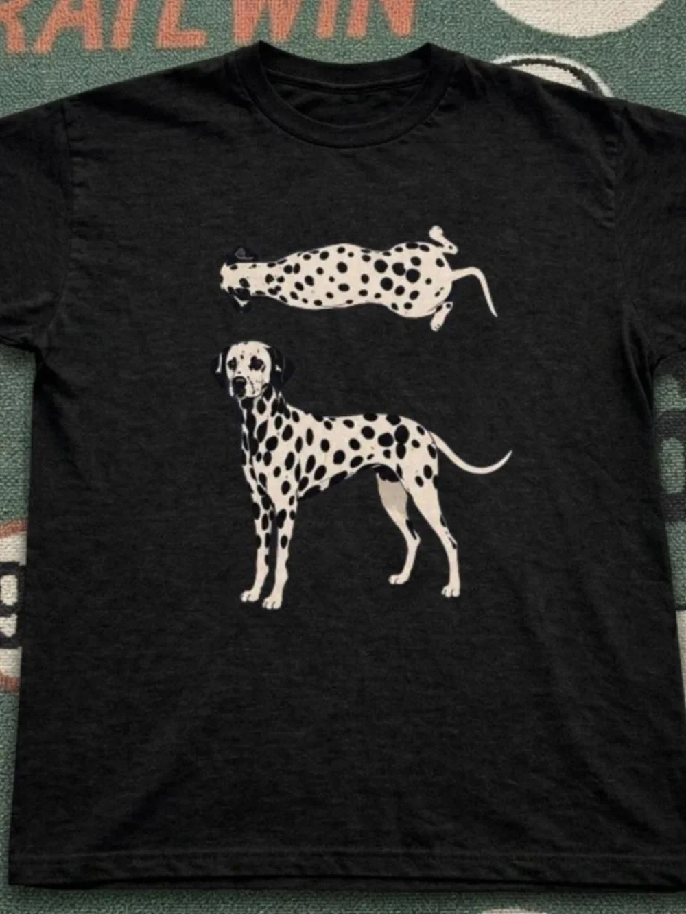 Vintage Dalmatian Dog Graphic T-Shirt, Standing & Lying Spotted Dog  Tee